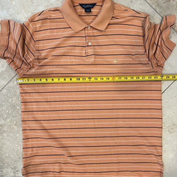 Brooks Brothers Performance Knit Shirt Men's XL Orange Stripe Short Sleeve Polo - Picture 6 of 8